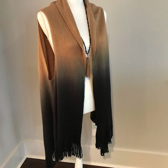 🆕 Long Open Front Sleeveless Ombré Duster Vest - Picture 4 of 4